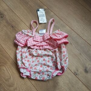 NWT 3-6 Baby Girl Floral Ruffle Swimsuit